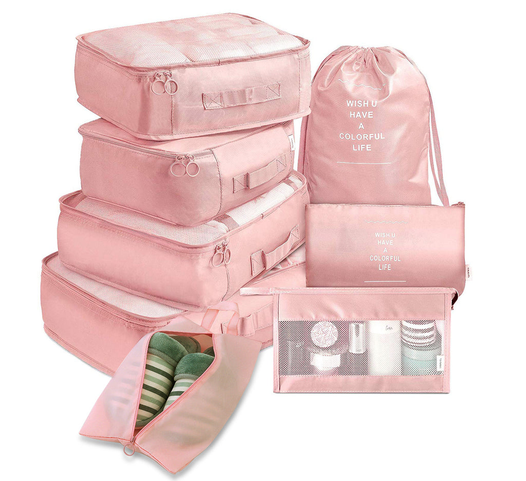 LumaVoyage 8-Piece Luggage Organizer Set — Travel Packing Bags for Clothes & Shoes