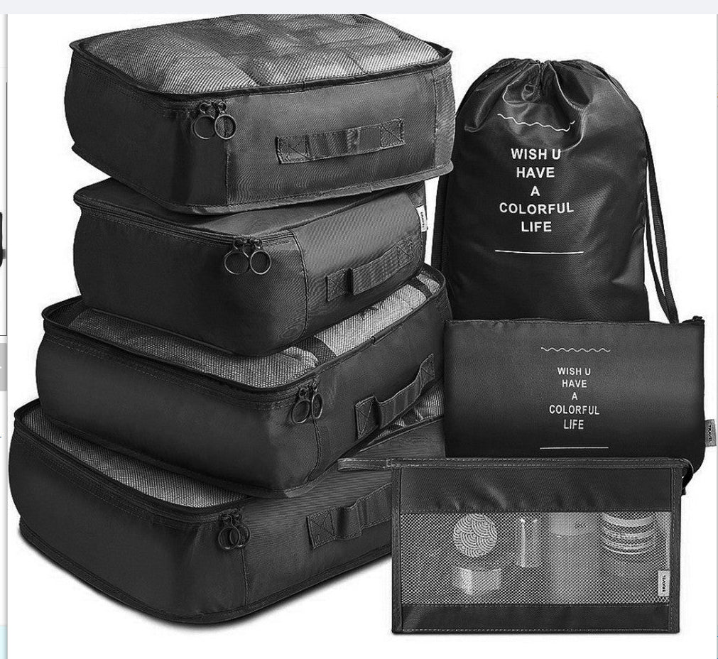 LumaVoyage 8-Piece Luggage Organizer Set — Travel Packing Bags for Clothes & Shoes