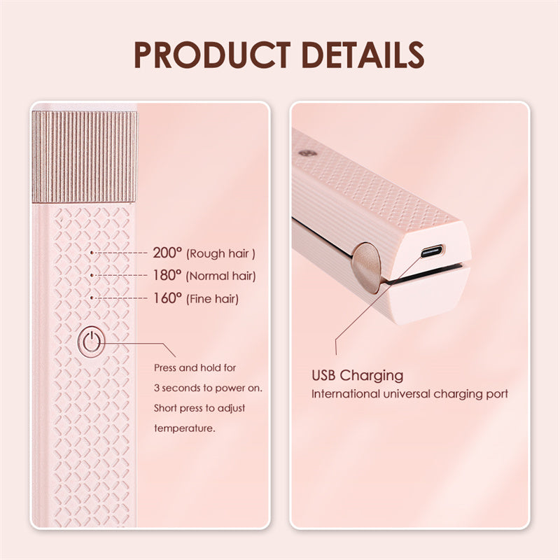 LumaVoyage Mini Hair Straightener & Curler — USB Rechargeable Travel Flat Iron