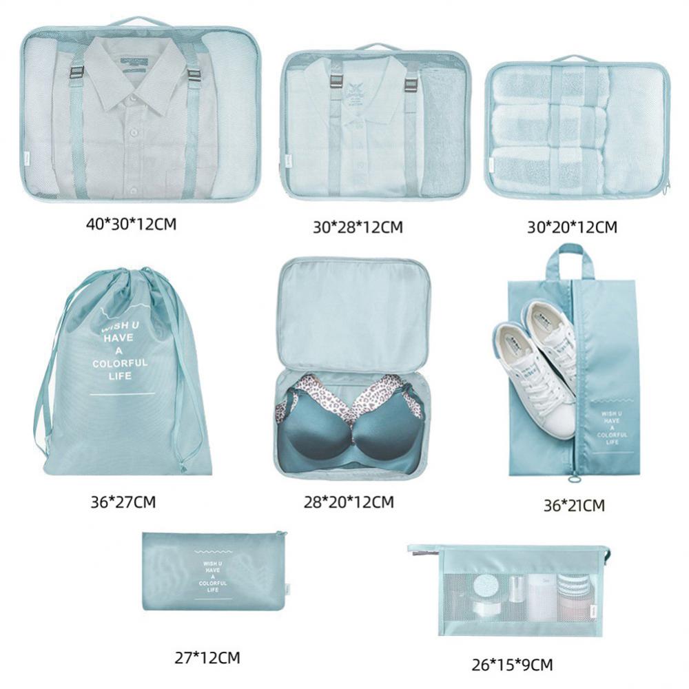 LumaVoyage 8-Piece Luggage Organizer Set — Travel Packing Bags for Clothes & Shoes