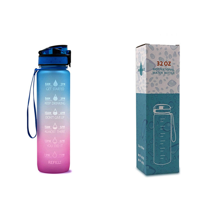 LumaVoyage 1L Motivational Water Bottle — Time Marker & Bounce Cover for Daily Hydration