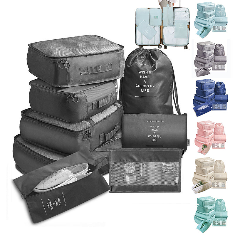 LumaVoyage 8-Piece Luggage Organizer Set — Travel Packing Bags for Clothes & Shoes