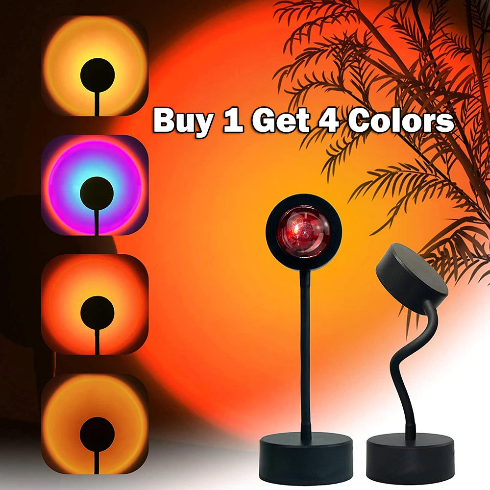 LumaVoyage Sunset Projection Lamp — 360° Rotation Ambient Room Light