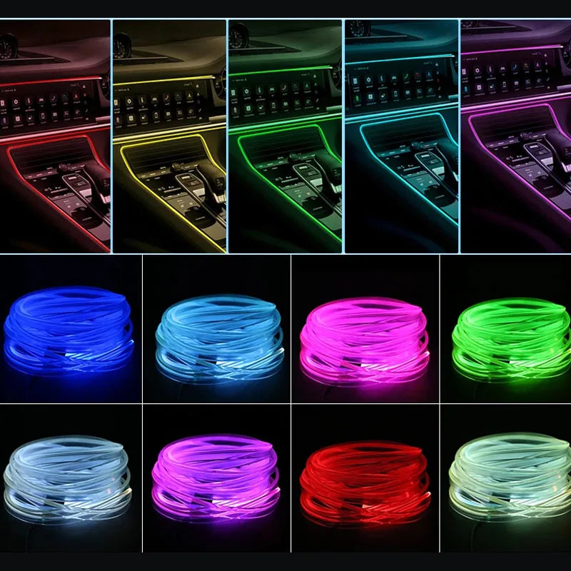LumaVoyage Car LED Interior Ambient Lights — USB App-Controlled RGB Strip with Music Sync