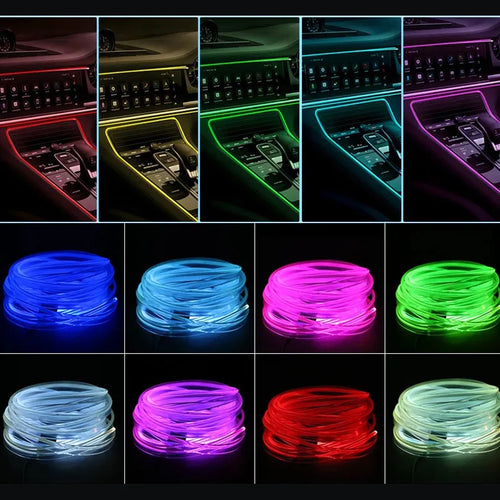 LumaVoyage Car LED Interior Ambient Lights — USB App-Controlled RGB Strip with Music Sync