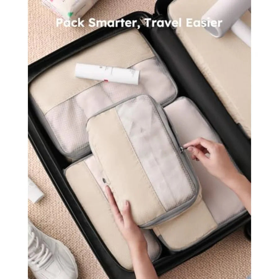 LumaVoyage Compression Packing Cubes 6-Set — Waterproof Travel Organizer Bags