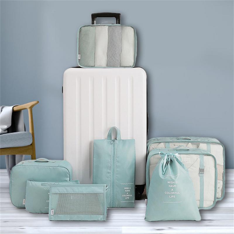 LumaVoyage 8-Piece Luggage Organizer Set — Travel Packing Bags for Clothes & Shoes